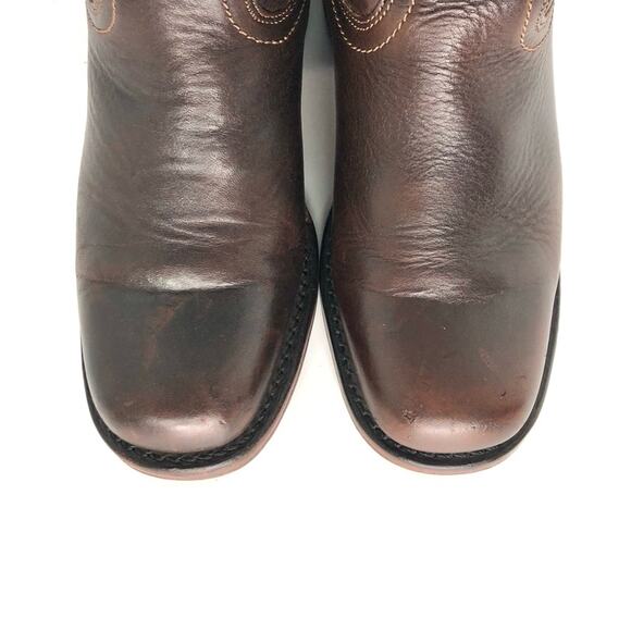 Frye Campus Short Brown Square Toe Zip Heeled Platform Ankle Boots Women’s 8.5 - Picture 6 of 8